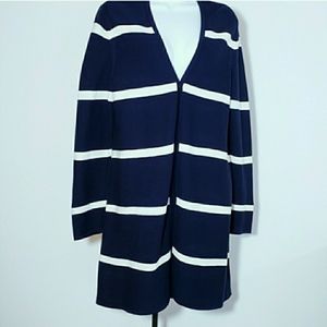 Talbots Ribbed Knit Open Front Duster Cardigan Sweater